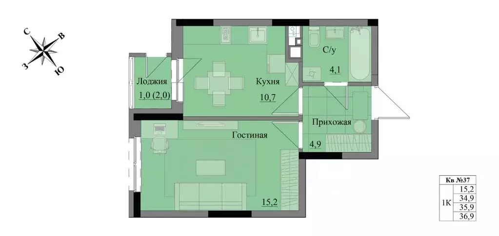 1-к кв. Удмуртия, Ижевск Краски Леса жилой комплекс (35.9 м) - Фото 0