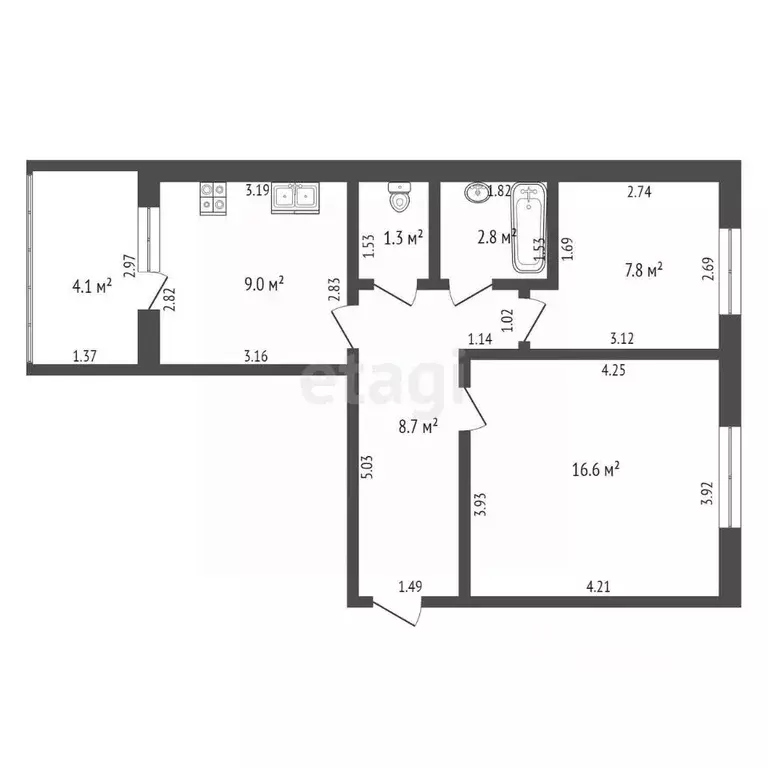2-к кв. Башкортостан, Стерлитамакский район, Отрадовский сельсовет, с. ... - Фото 2