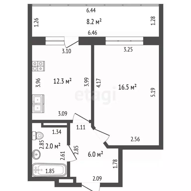 1-к кв. Орловская область, Орел Карьерная ул., 24 (48.0 м) - Фото 2