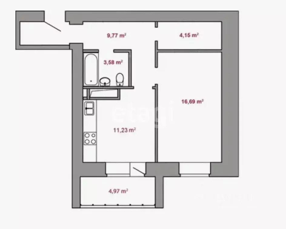 1-к кв. Тверская область, Тверь ул. 2-я Красина, 49 (44.5 м) - Фото 2