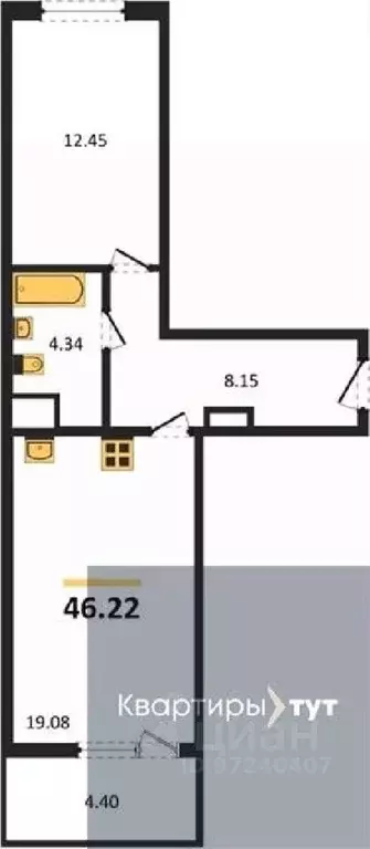 1-к кв. Воронежская область, Воронеж Краснознаменная ул., 72 (46.22 м) - Фото 0