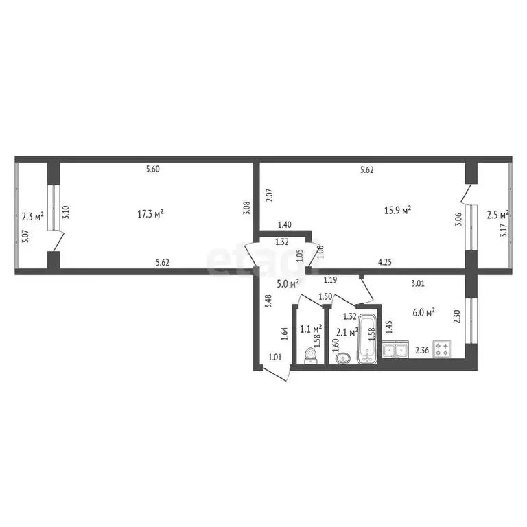 2-комнатная квартира: Тамбов, проезд Николая Островского, 16 (47.4 м) - Фото 1