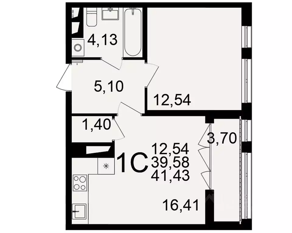 1-к кв. Тульская область, Тула пос. Горелки,  (41.43 м) - Фото 0