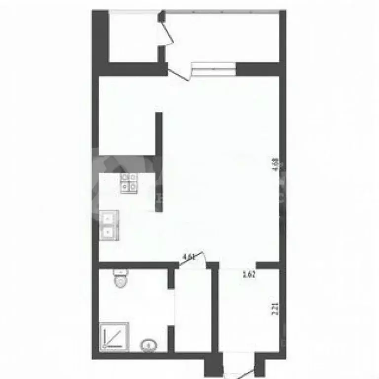 Студия Тюменская область, Тюмень ул. Ю.-Р.Г. Эрвье, 24к2 (30.1 м) - Фото 2