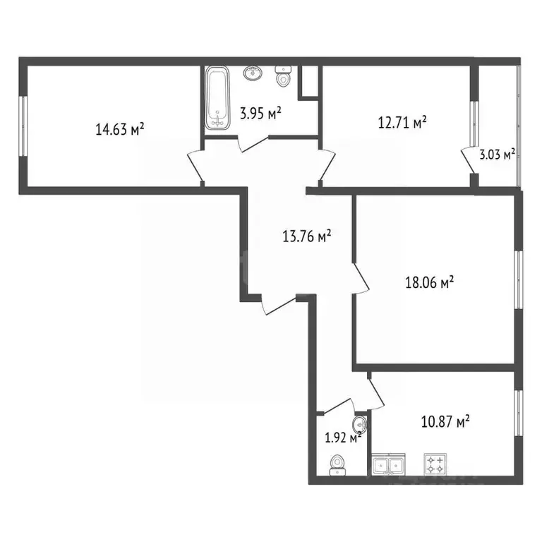 3-к кв. Санкт-Петербург Ленинский просп., 68 (75.0 м) - Фото 2