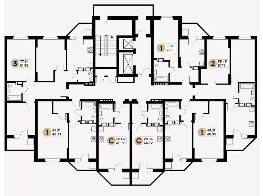 2-к кв. Самарская область, Самара Московское шоссе, 18-й км, 57 (63.64 ... - Фото 2