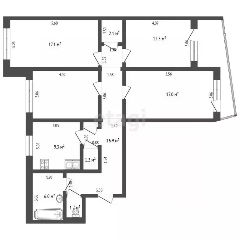 4-к кв. Алтайский край, Барнаул ул. Веры Кащеевой, 15 (96.2 м) - Фото 2