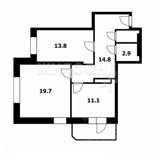 2-к кв. Новосибирская область, Новосибирск ул. Державина, 47 (64.2 м) - Фото 0