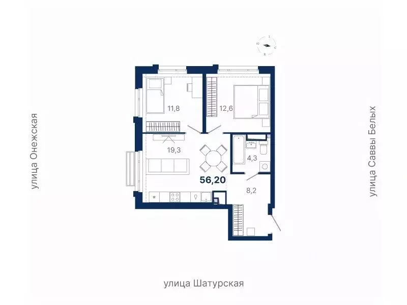 2-к кв. Свердловская область, Екатеринбург ул. Шатурская (56.2 м) - Фото 0