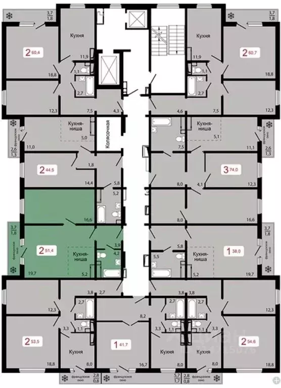 2-к кв. Красноярский край, Красноярск ул. Калинина (51.4 м) - Фото 1