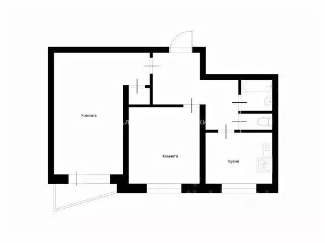 2-к кв. Томская область, Томск Красноармейская ул., 105 (45.2 м) - Фото 0