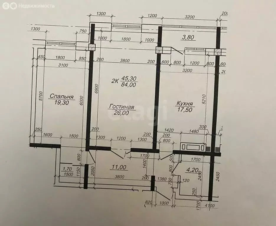 2-комнатная квартира: Махачкала, проспект Имама Шамиля, 30к3 (89.1 м) - Фото 1
