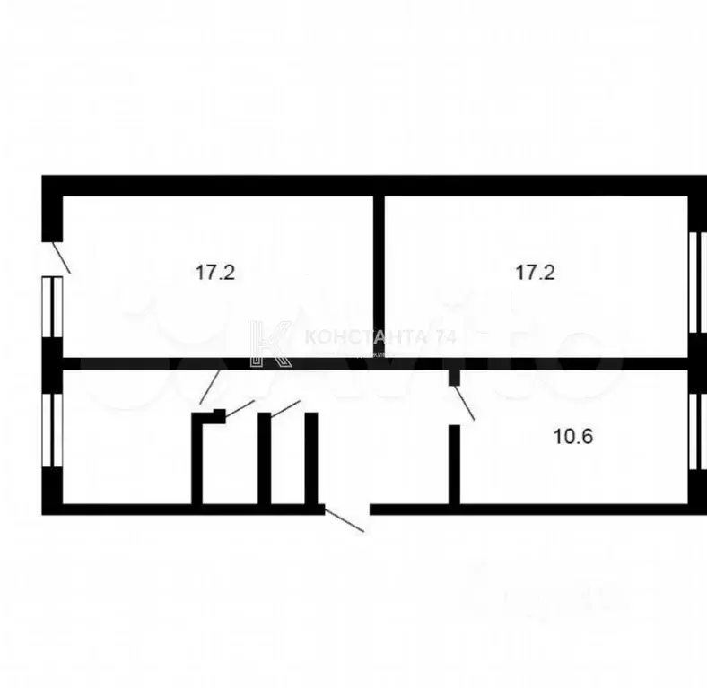 3-к. квартира, 59 м, 5/5 эт. - Фото 0