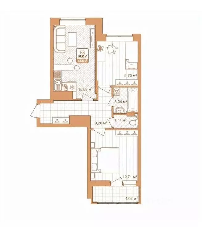 2-к кв. Тульская область, Тула проезд 2-й Клинской, 8 (52.6 м) - Фото 0