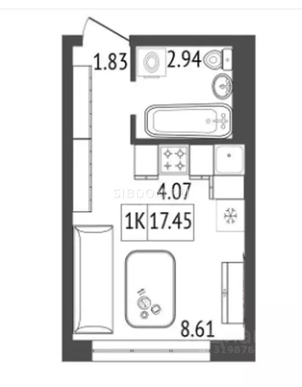 Студия Красноярский край, Красноярск Октябрьская ул., 16 (26.2 м) - Фото 1