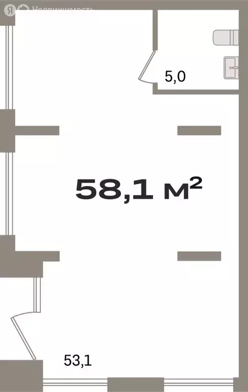 Помещение свободного назначения (58.05 м) - Фото 1