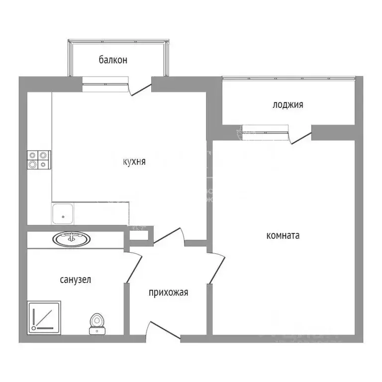 Квартира, 1 комната, 51 м - Фото 2