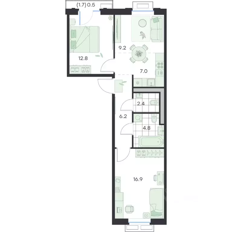 3-к кв. Московская область, Раменское G3 Михалевич жилой комплекс ... - Фото 1