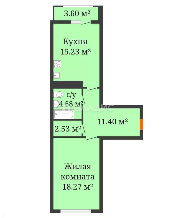 1-комнатная квартира: Краснодар, улица имени Дзержинского, 95 (55 м) - Фото 0