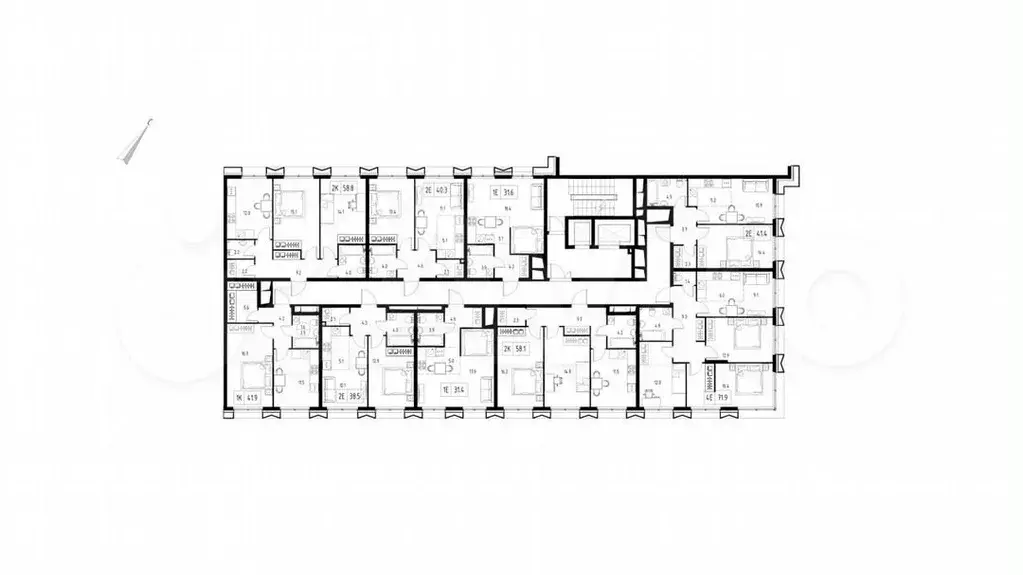 1-к. квартира, 40,3м, 4/9эт. - Фото 1