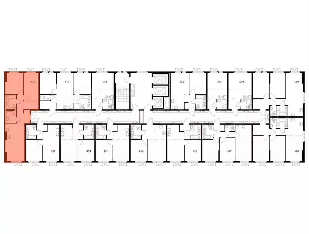 2-к. квартира, 61,3 м, 15/25 эт. - Фото 1