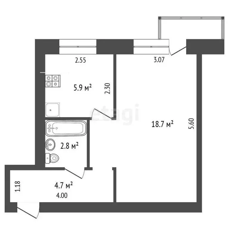 1-комнатная квартира: Новокузнецк, улица Воробьёва, 14 (32.1 м) - Фото 0