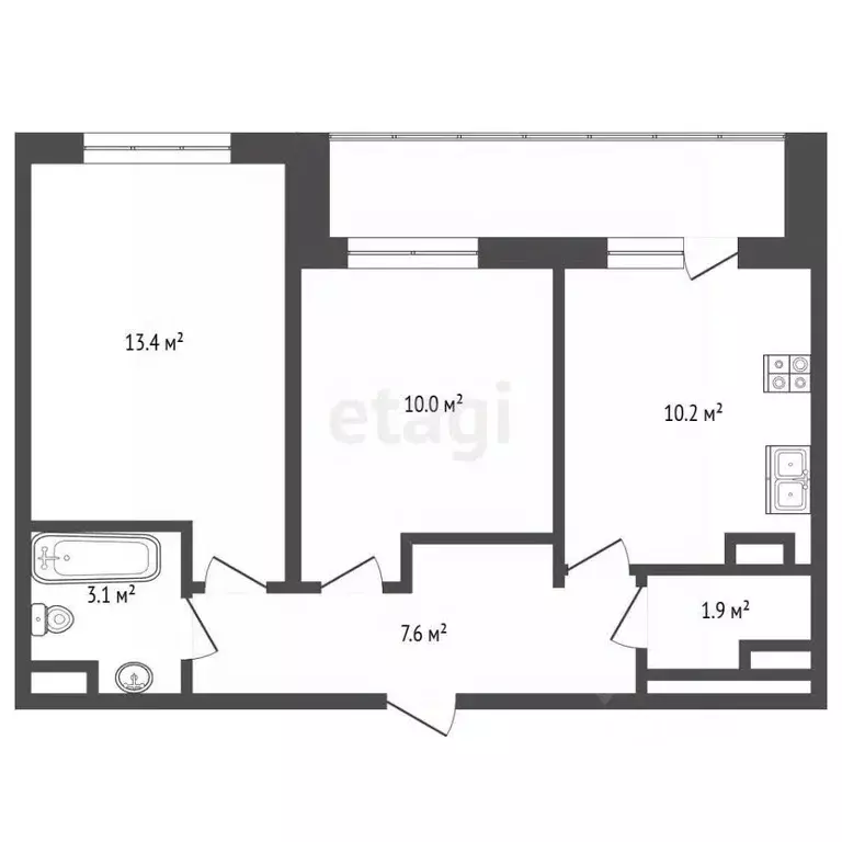 2-к кв. Архангельская область, Архангельск Ленинградский просп., 40к1 ... - Фото 1