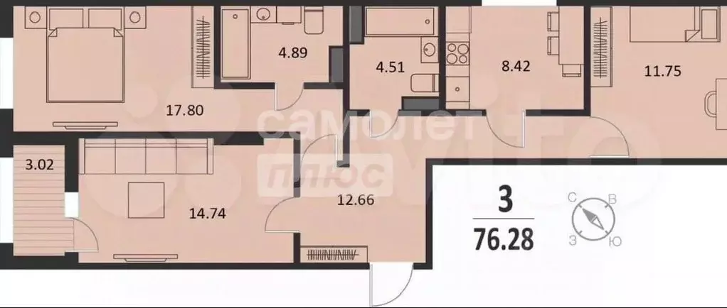 3-к кв. Курская область, Курск Хуторская ул., 33 (76.28 м) - Фото 0