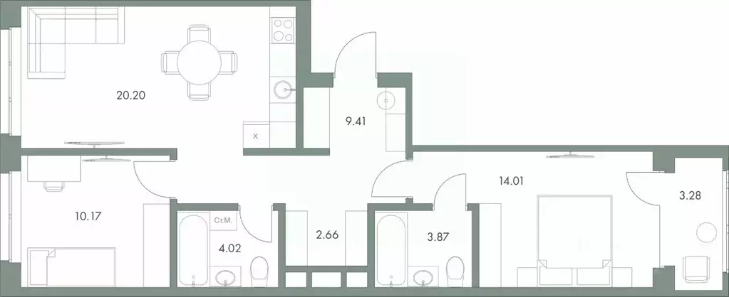 2-к кв. Ханты-Мансийский АО, Сургут ул. Крылова (67.62 м) - Фото 0