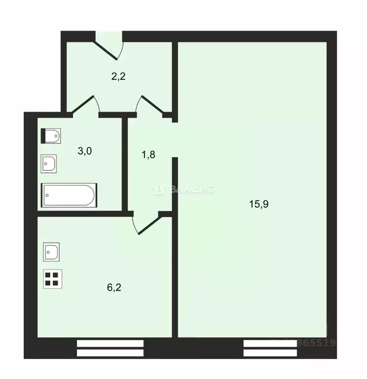 1-к кв. Брянская область, Брянск ул. Фокина, 88 (29.1 м) - Фото 1