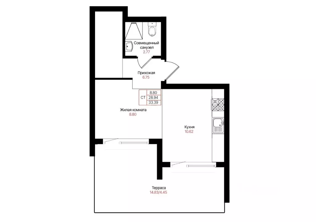 1-к кв. Татарстан, Казань Лето жилой комплекс (28.94 м) - Фото 1