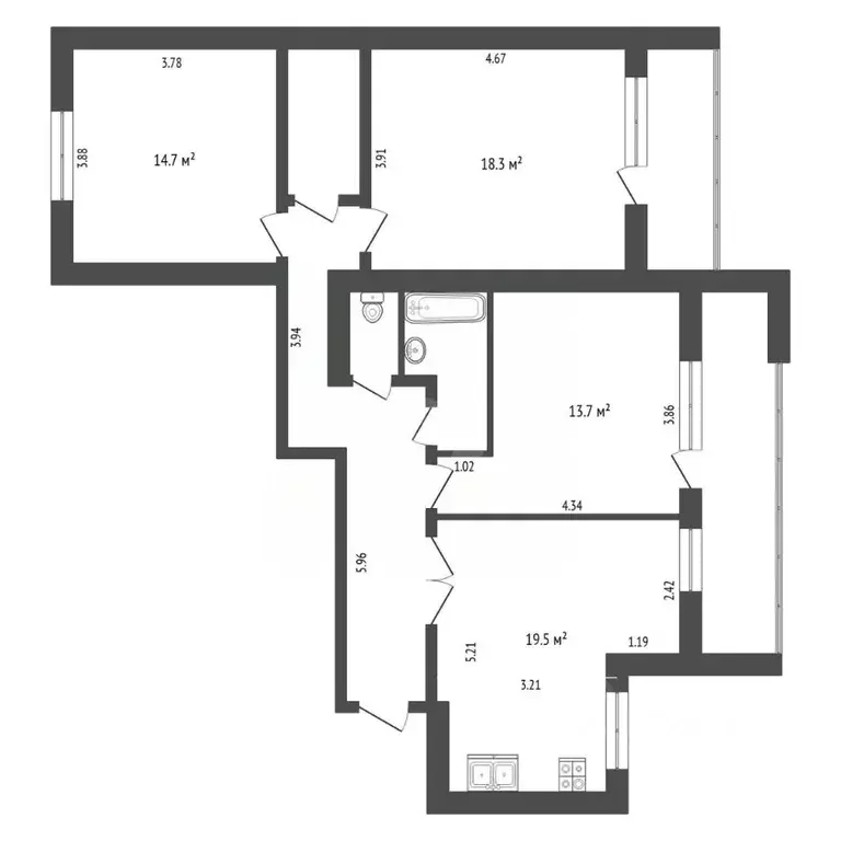 3-к кв. Тюменская область, Тюмень ул. Елизарова, 8 (89.3 м) - Фото 2