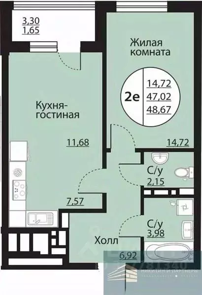 1-к кв. Воронежская область, Воронеж Московский просп., 138 (48.7 м) - Фото 0