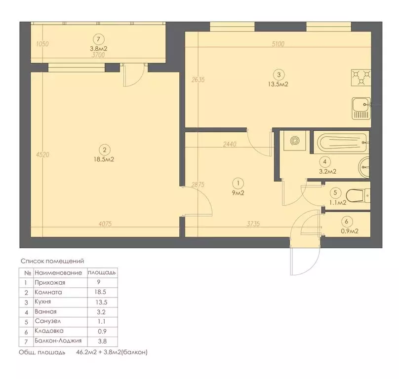 1-комнатная квартира: Санкт-Петербург, Камышовая улица, 20 (50 м) - Фото 2