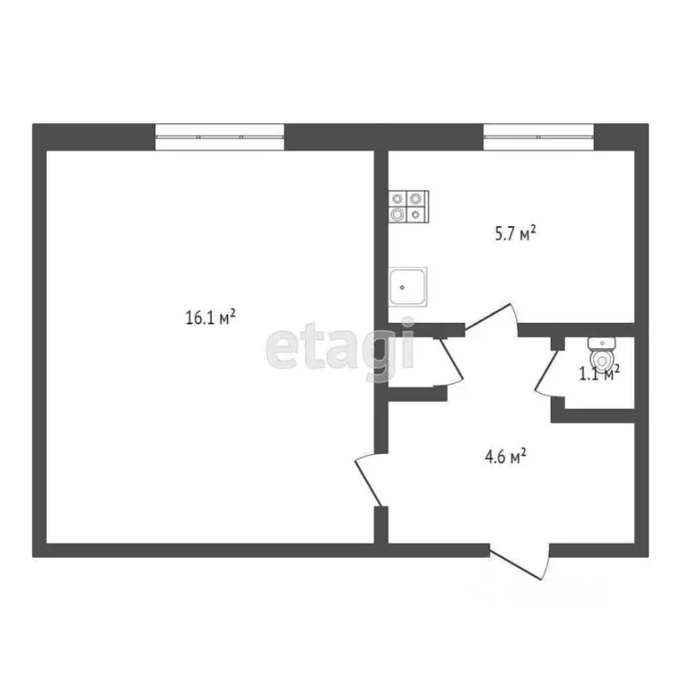 1-к кв. Севастополь ул. Новикова, 6 (27.8 м) - Фото 1