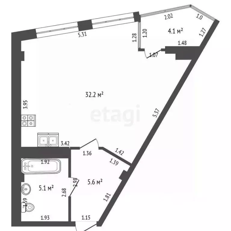 1-к кв. Севастополь ул. Летчиков, 10 (44.0 м) - Фото 2