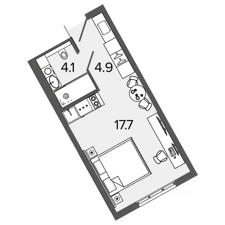 Студия Санкт-Петербург Ташкентская ул., 6к2 (25.8 м) - Фото 0