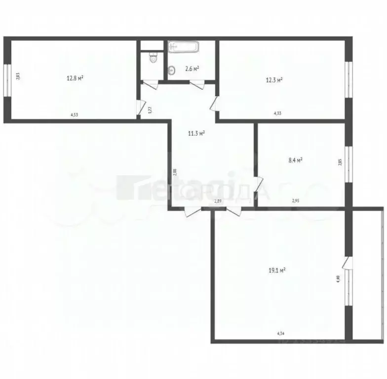 3-к кв. Алтайский край, Барнаул Взлетная ул., 43 (67.5 м) - Фото 2