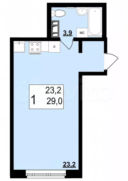 Квартира-студия, 29 м, 4/10 эт. - Фото 0