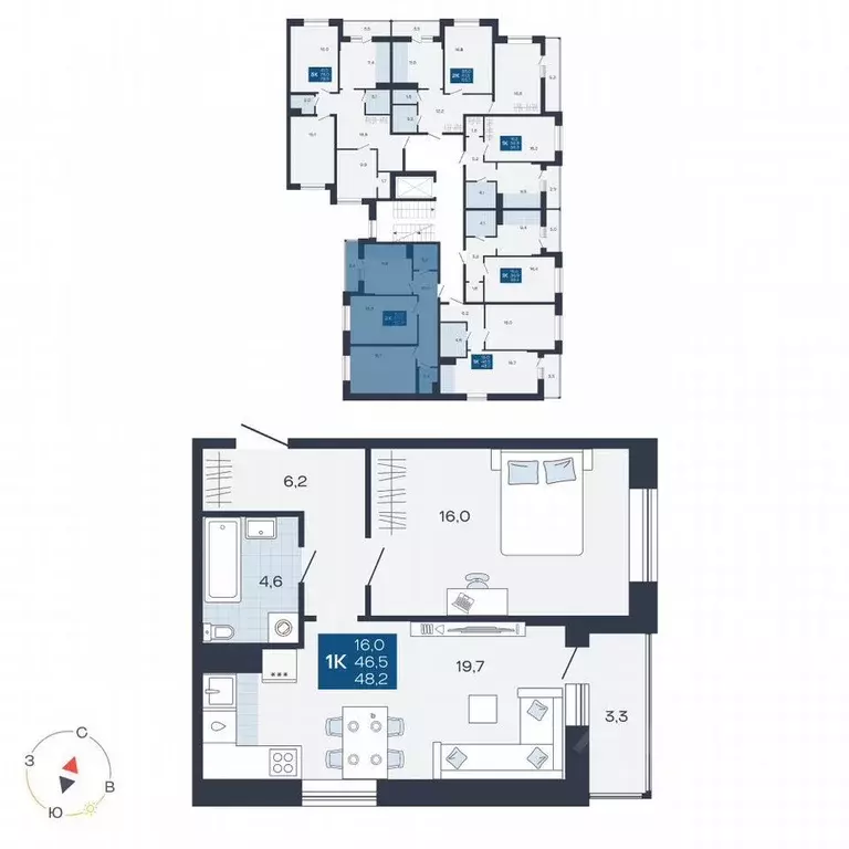 1-к кв. Ленинградская область, Кингисепп пер. Юности, 4 (48.0 м) - Фото 1
