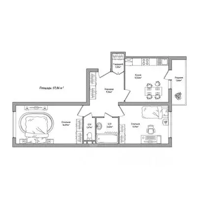 2-к кв. Ярославская область, Ярославль 2-й мкр,  (57.86 м) - Фото 1