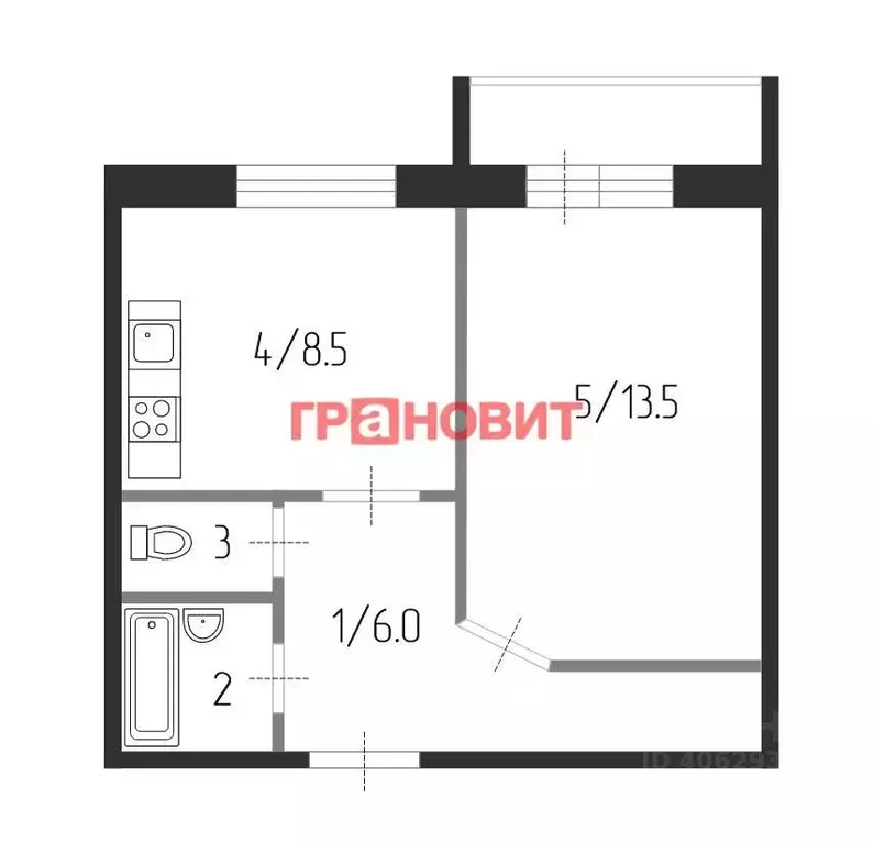 1-к кв. Новосибирская область, Новосибирск ул. Мира, 59/1 (31.6 м) - Фото 2