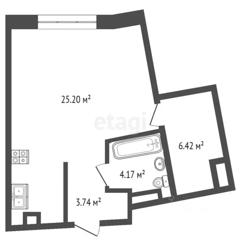 1-к кв. Тюменская область, Тюмень ул. Газовиков, 73к3 (39.0 м) - Фото 2