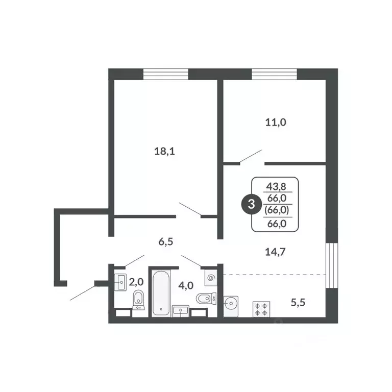3-к кв. Кировская область, Киров Московская ул., 209 (66.0 м) - Фото 1