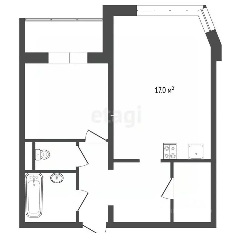 1-к кв. Тюменская область, Тюмень ул. Пермякова, 69 (40.3 м) - Фото 1