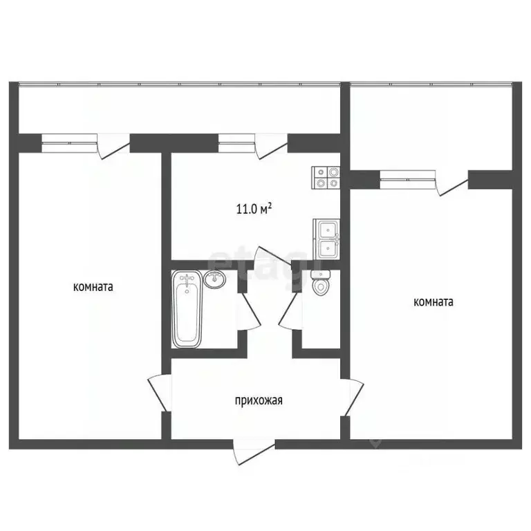 2-к кв. Крым, Саки ул. Строительная (50.3 м) - Фото 2