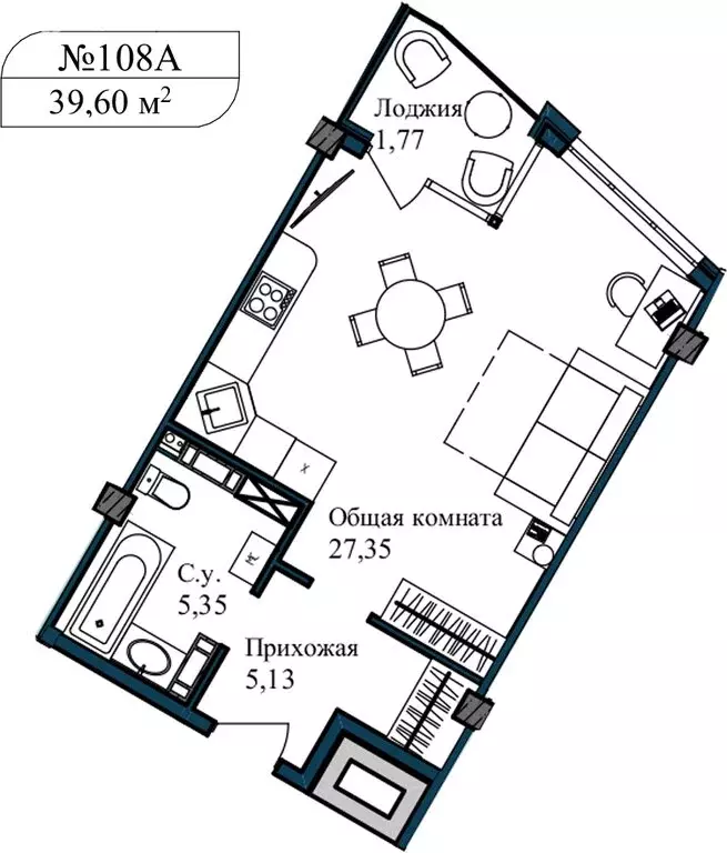 1-комнатная квартира: Севастополь, улица Лётчиков, 10 (41.1 м) - Фото 0