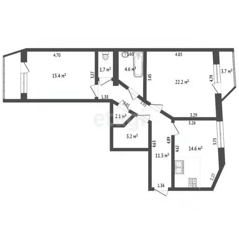 2-к кв. Ростовская область, Ростов-на-Дону Красноармейская ул., 266/57 ... - Фото 2