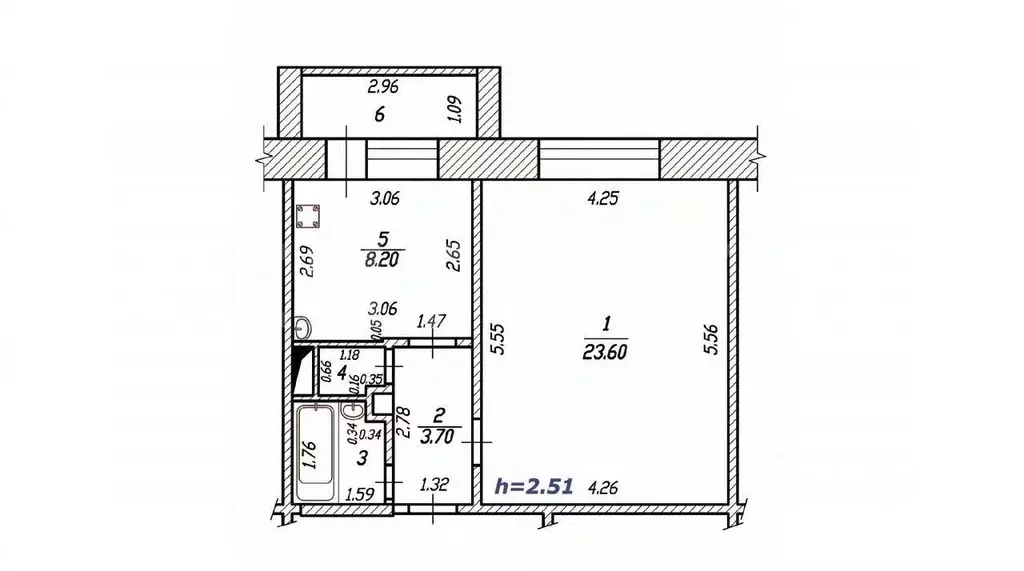 1-к кв. Чувашия, Чебоксары просп. Тракторостроителей, 68 (42.4 м) - Фото 2