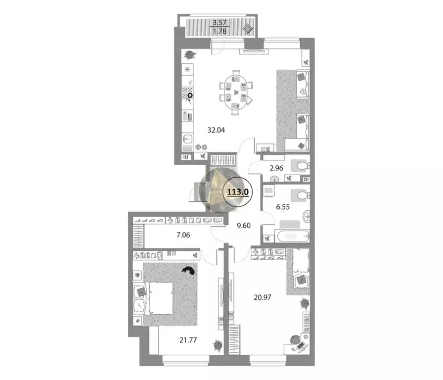 2-комнатная квартира: Санкт-Петербург, проспект Авиаконструкторов, 54 ... - Фото 2